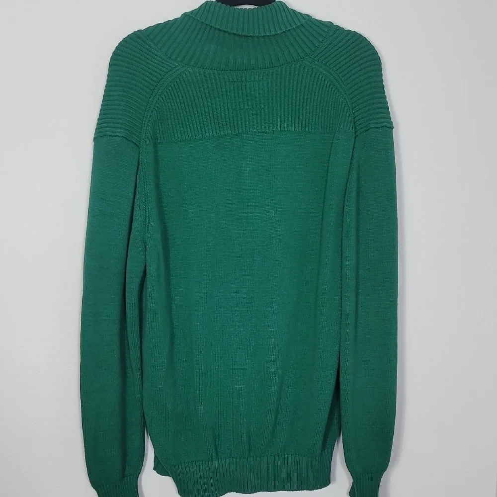 Y2K St Johns Mens 100% Cotton Cowl Neck Sweater Size XL Green Pullover Chunky